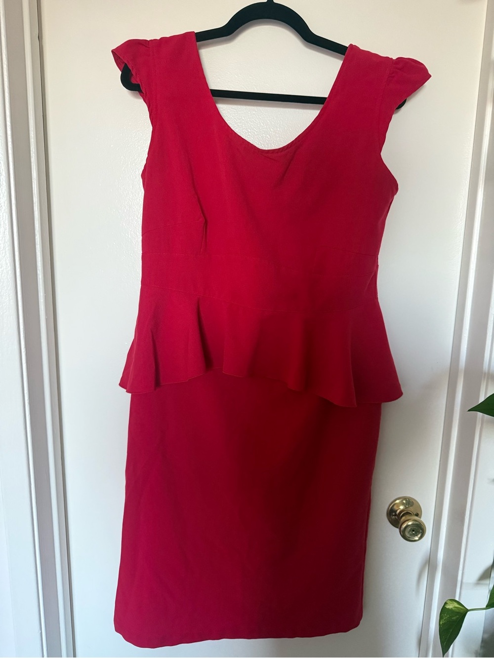 Rock Steady Red Peplum Sheath Dress Size 2X Made in USA